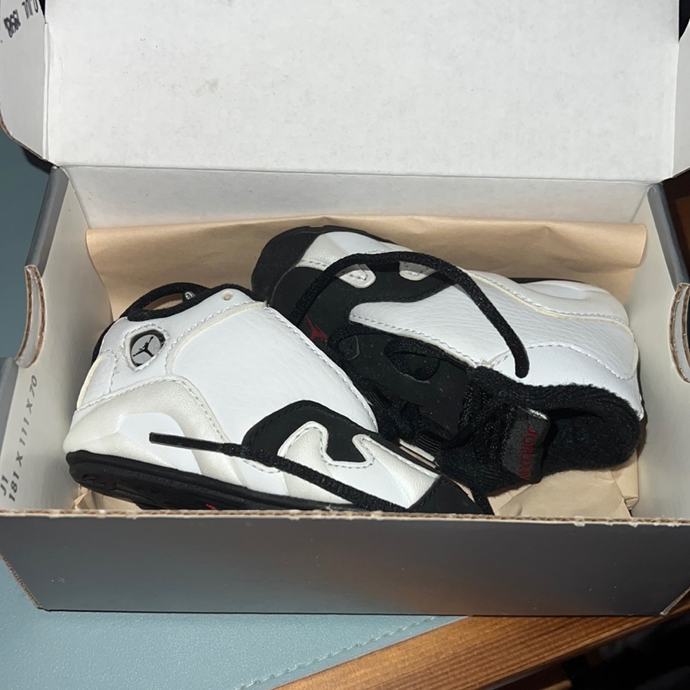 First Jordan XIV white/black-varsity red 3C baby shoes